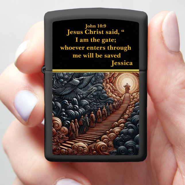 Jesus and the Door to Eternity Zippo Lighter (In Hand)
