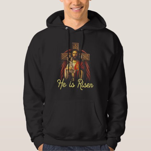 Jesus and The Easter Bunny He s Risen Christian Fa Hoodie