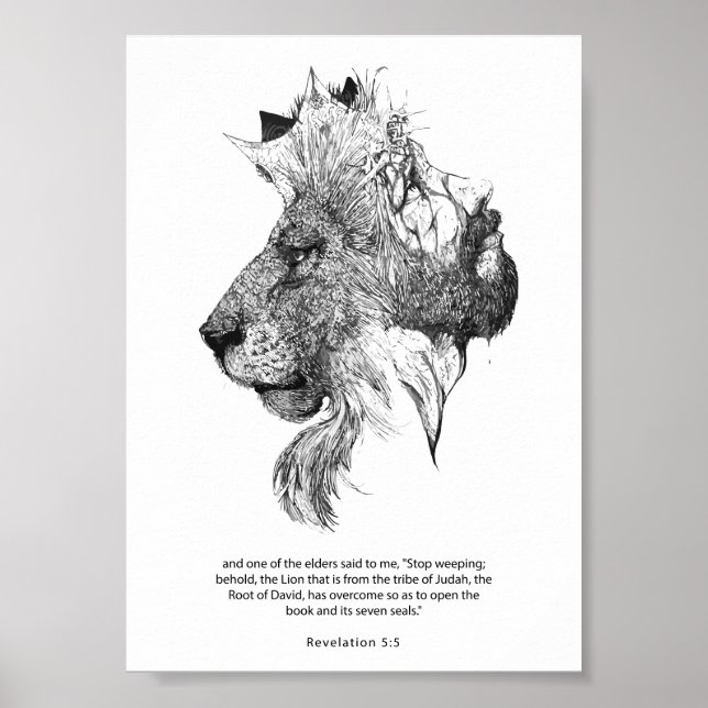 Jesus and The Lion Framed Art (Front)