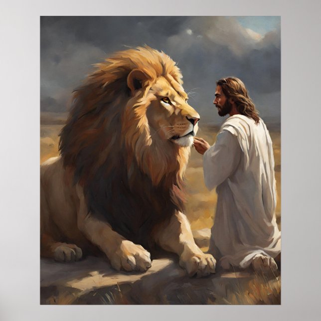 Jesus and the Lion Poster (Front)