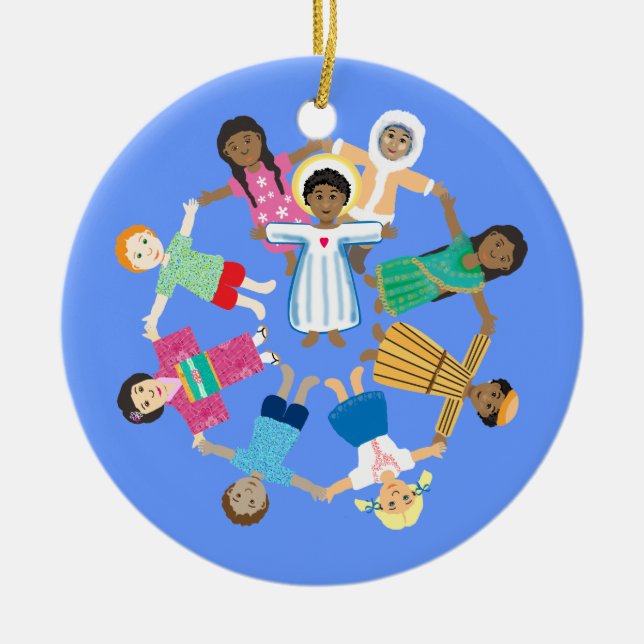 Jesus and the little children ceramic ornament (Front)