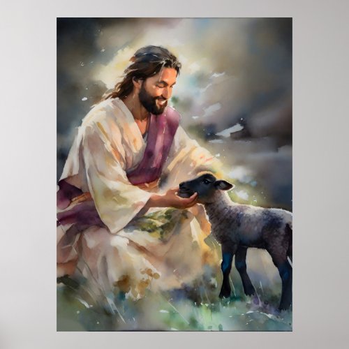 Jesus And The Lost Sheep Poster
