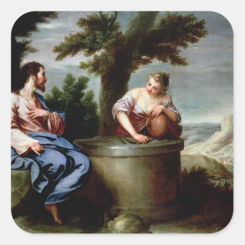 Jesus and the Samaritan Woman Square Sticker