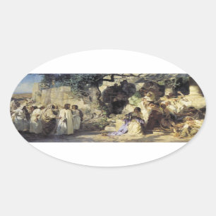 Jesus and the Sinners Oval Sticker