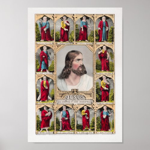 Jesus and the Twelve Apostles Poster