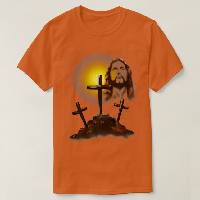 Jesus and Three Crosses T-Shirt (Design Front)