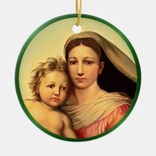 Jesus And Virgin Mary Sistine Madonna  Ceramic  Ceramic Ornament