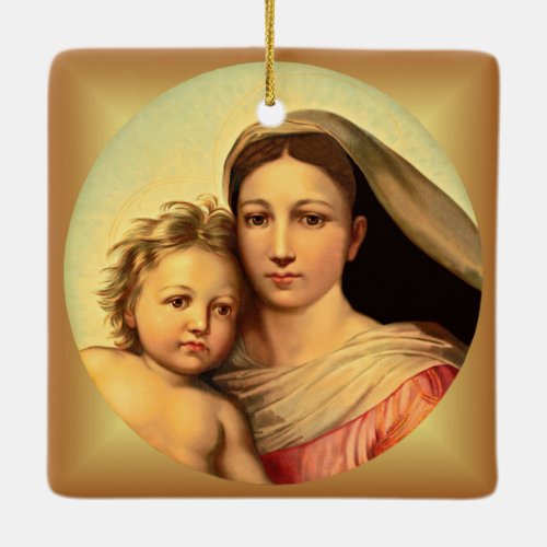 Jesus And Virgin Mary Sistine Madonna  Ceramic Ornament