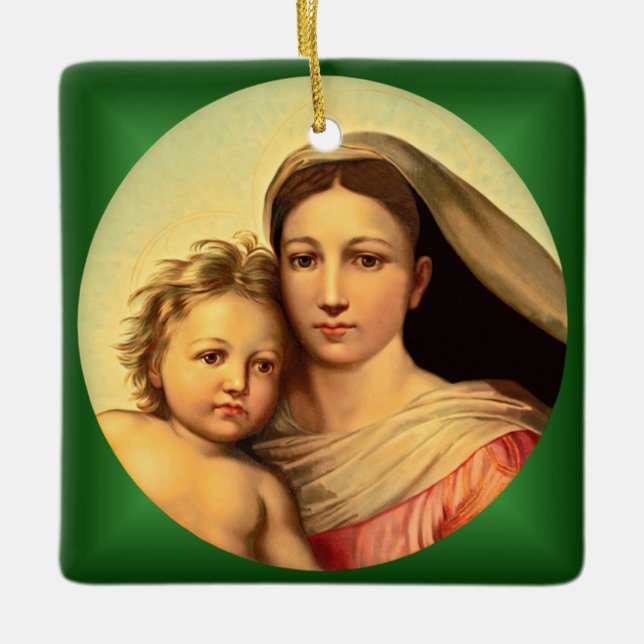 Jesus And Virgin Mary, Sistine Madonna ~   Ceramic Ornament (Front)