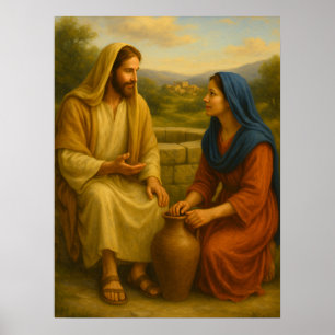 Jesus And Woman At the Well ™ LDS Wall Poster