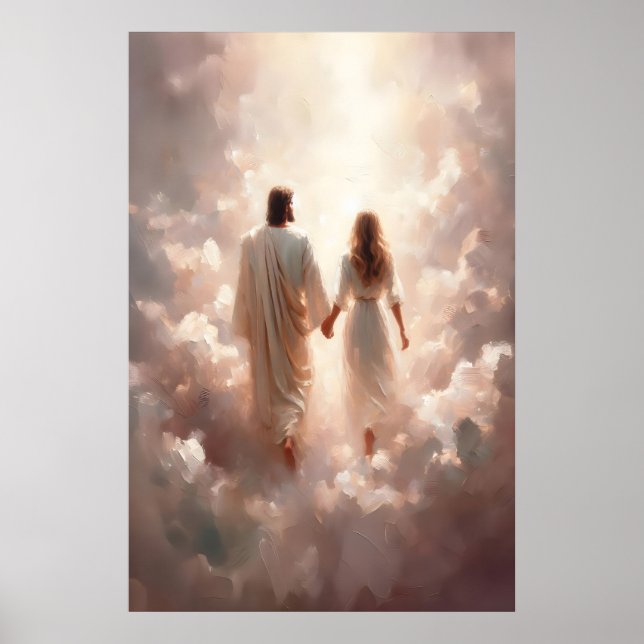 Jesus and Woman Jesus Holding Hands Woman Jesus  Poster (Front)