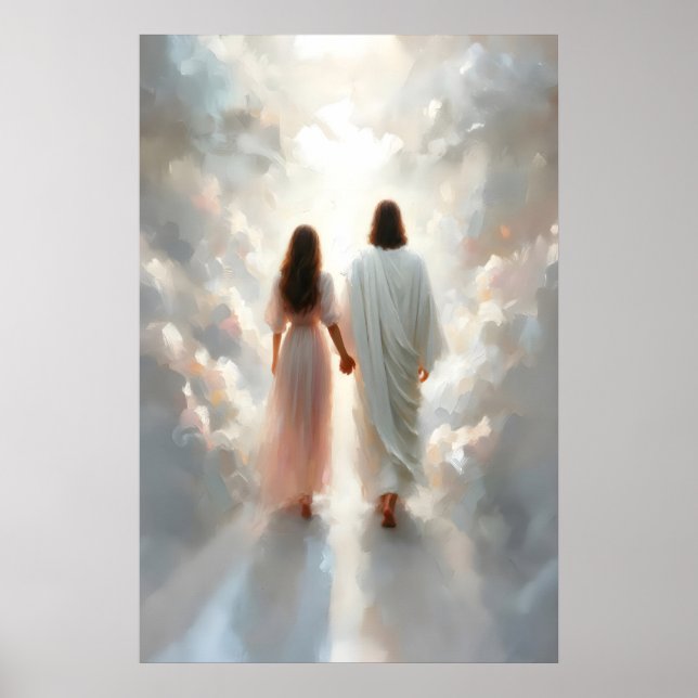 Jesus and Woman Jesus Holding Hands Woman Jesus Poster (Front)
