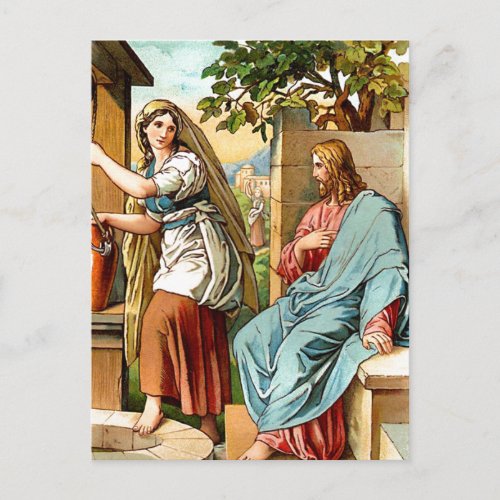 jesus and women at the well postcard