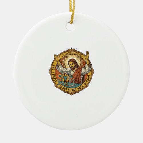 Jesus Angry Bicep Curls Squat Rack Gym Annoyance H Ceramic Ornament