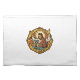Jesus Angry Bicep Curls Squat Rack Gym Annoyance H Cloth Placemat