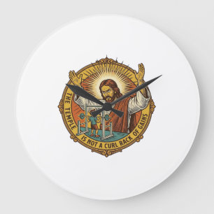 Jesus Angry Bicep Curls Squat Rack Gym Annoyance H Large Clock