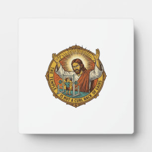 Jesus Angry Bicep Curls Squat Rack Gym Annoyance H Plaque