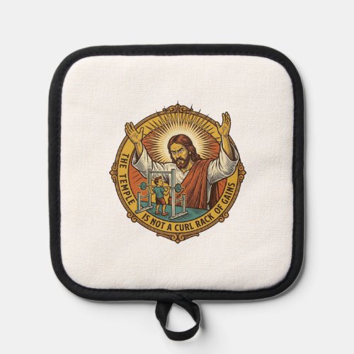 Jesus Angry Bicep Curls Squat Rack Gym Annoyance H Pot Holder