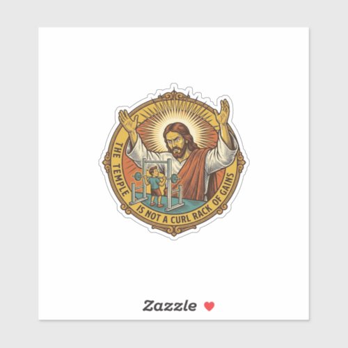 Jesus Angry Bicep Curls Squat Rack Gym Annoyance H Sticker