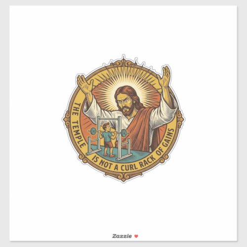 Jesus Angry Bicep Curls Squat Rack Gym Annoyance H Sticker