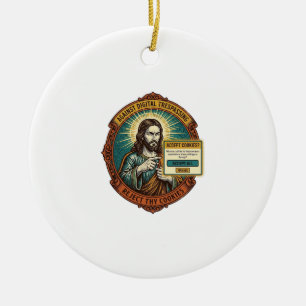 Jesus Annoying Accept Cookies Pop Up Internet Brow Ceramic Ornament
