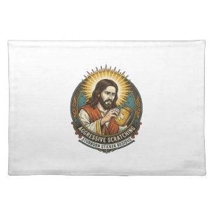 Jesus Annoying Peeling Sticker Paper Residue Shop Cloth Placemat