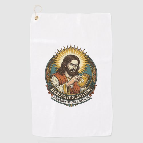 Jesus Annoying Peeling Sticker Paper Residue Shop Golf Towel