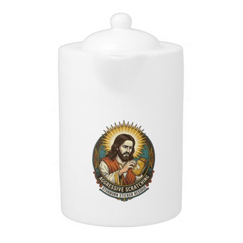 Jesus Annoying Peeling Sticker Paper Residue Shop Teapot