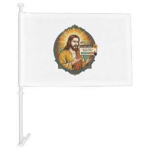 Jesus Annoying Software Update Pop Up Office Humor Car Flag