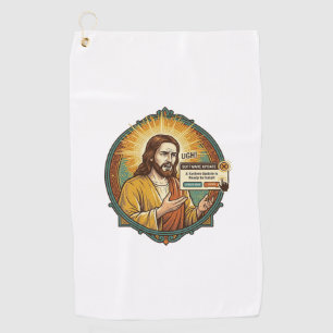Jesus Annoying Software Update Pop Up Office Humor Golf Towel