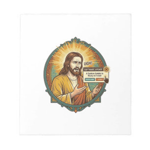 Jesus Annoying Software Update Pop Up Office Humor Notepad