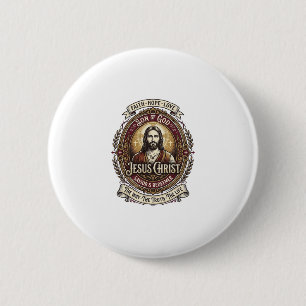 Jesus Antiques Heirloom Graphic Tee Christian Art_ Button