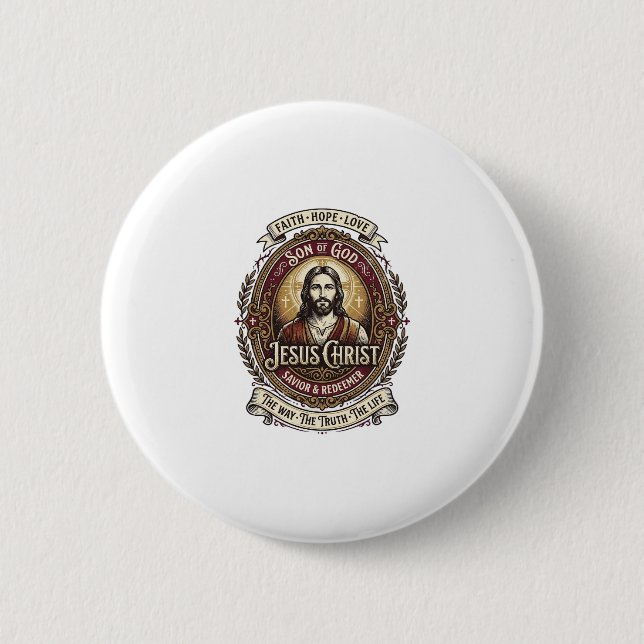 Jesus Antiques Heirloom Graphic Tee Christian Art_ Button (Front)