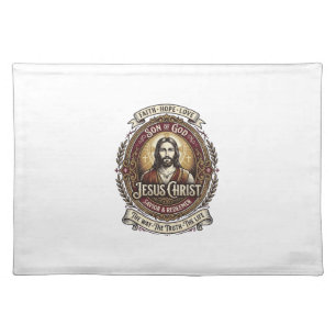 Jesus Antiques Heirloom Graphic Tee Christian Art_ Cloth Placemat