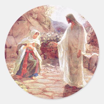 Jesus Appears To Mary Magdalene Classic Round Sticker by stargiftshop at Zazzle