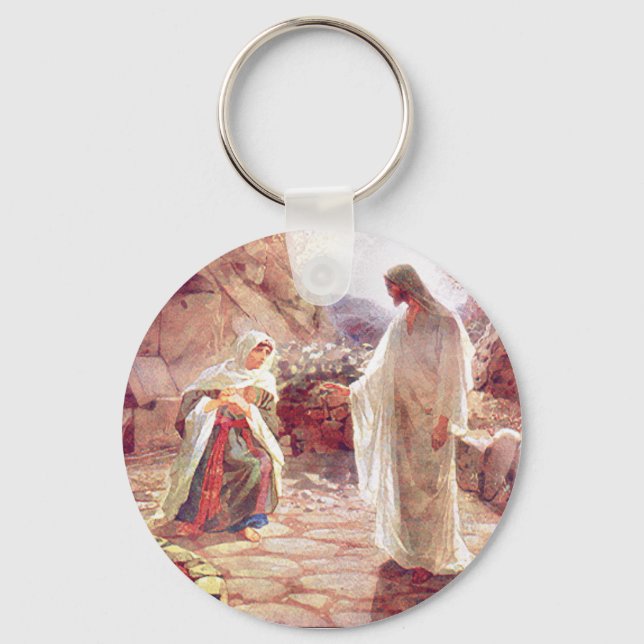 Jesus Appears To Mary Magdalene Keychain (Front)