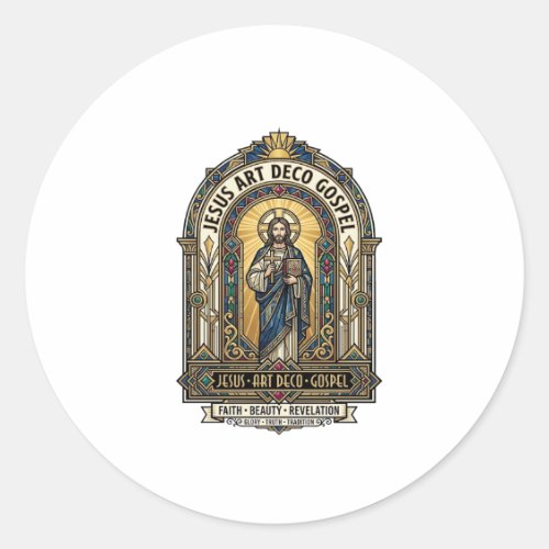 Jesus Art Deco Gospel Jesus Art Deco Christian Fai Classic Round Sticker