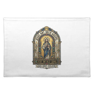 Jesus Art Deco Gospel Jesus Art Deco Christian Fai Cloth Placemat