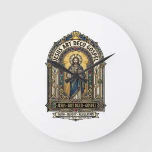 Jesus Art Deco Gospel Jesus Art Deco Christian Fai Large Clock