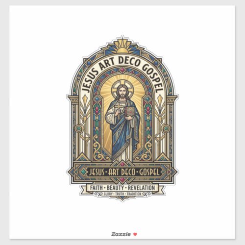 Jesus Art Deco Gospel Jesus Art Deco Christian Fai Sticker