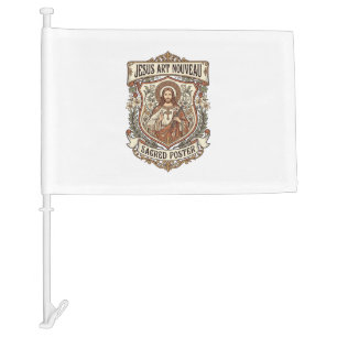Jesus Art Nouveau Sacred Poster Jesus Art Nouveau  Car Flag