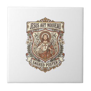 Jesus Art Nouveau Sacred Poster Jesus Art Nouveau  Ceramic Tile