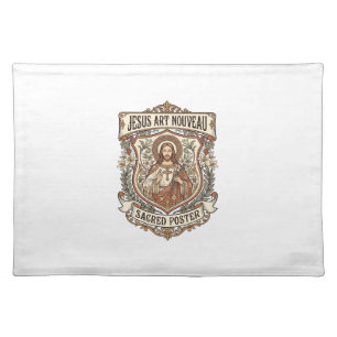 Jesus Art Nouveau Sacred Poster Jesus Art Nouveau Cloth Placemat