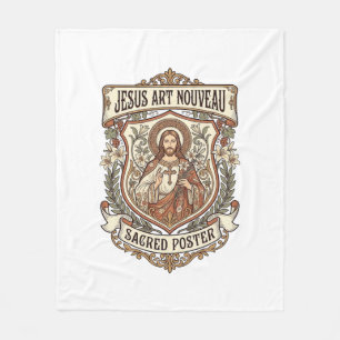 Jesus Art Nouveau Sacred Poster Jesus Art Nouveau Fleece Blanket