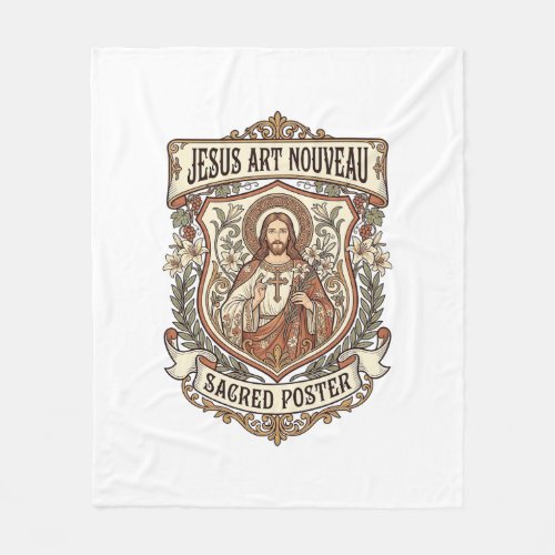 Jesus Art Nouveau Sacred Poster Jesus Art Nouveau  Fleece Blanket