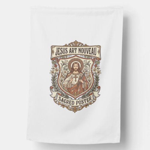 Jesus Art Nouveau Sacred Poster Jesus Art Nouveau  House Flag