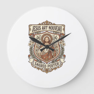 Jesus Art Nouveau Sacred Poster Jesus Art Nouveau Large Clock