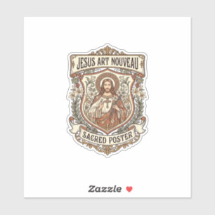Jesus Art Nouveau Sacred Poster Jesus Art Nouveau Sticker