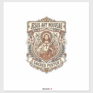 Jesus Art Nouveau Sacred Poster Jesus Art Nouveau Sticker