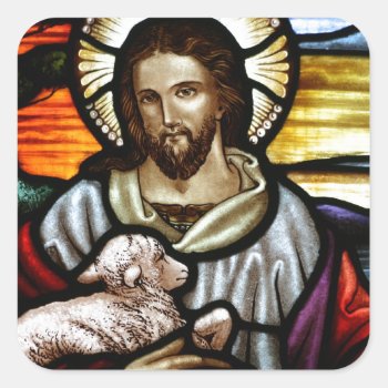 Jesus As The Good Shepherd Square Sticker by TO_photogirl at Zazzle
